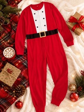Men’s Santa Claus Christmas Pajama Onesie Costume Loungewear